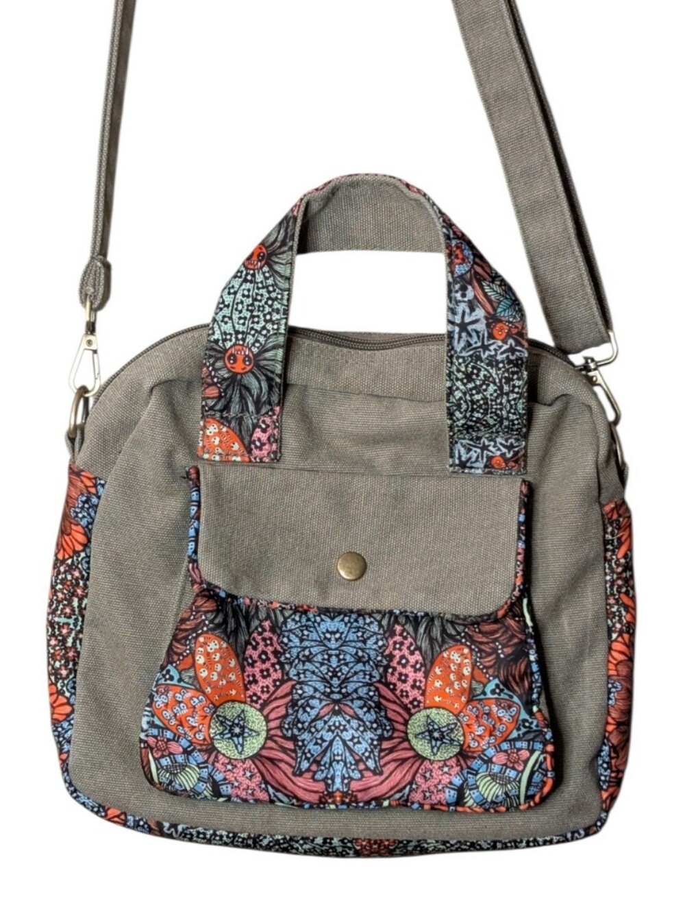 Butterfly Black Premium Canvas Shoulder Bag Floral Boho Crossbody Handbag